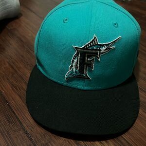 Florida Marlins Teal Black Cooperstown AC New Era 59Fifty Fitted  Hat - LIKE NEW